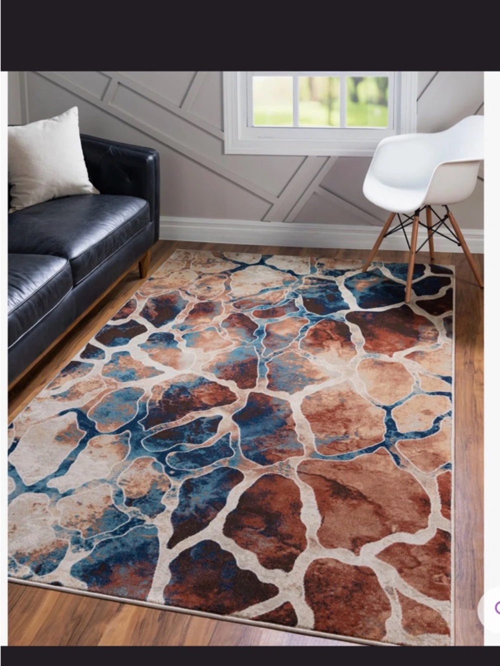 Pick up only 06901 Brantlie Abstract Rug in Blue and Rust Tones